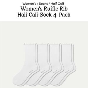 Bombas White Ruffle Rib Half Calf Socks 4-Pack